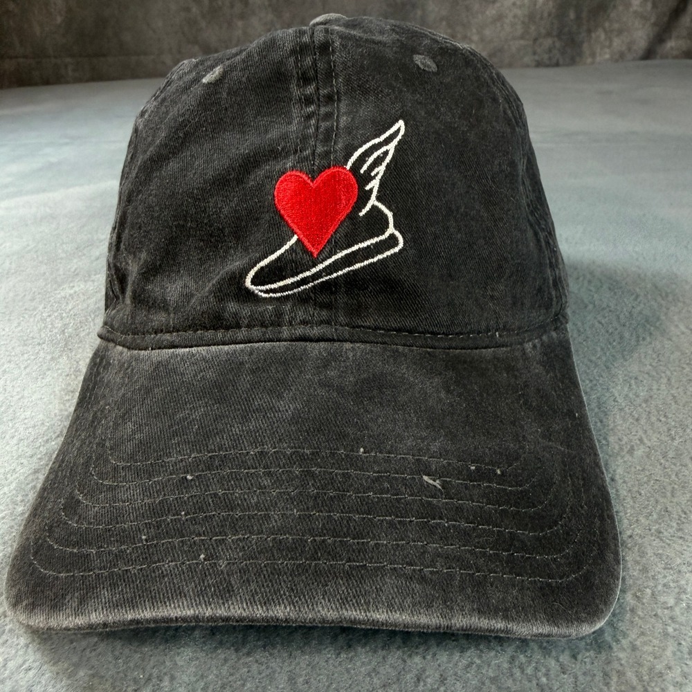 Otto Washed Black Winged Sneaker Heart Embroidered Dad Hat Adjustable Cap 18-202